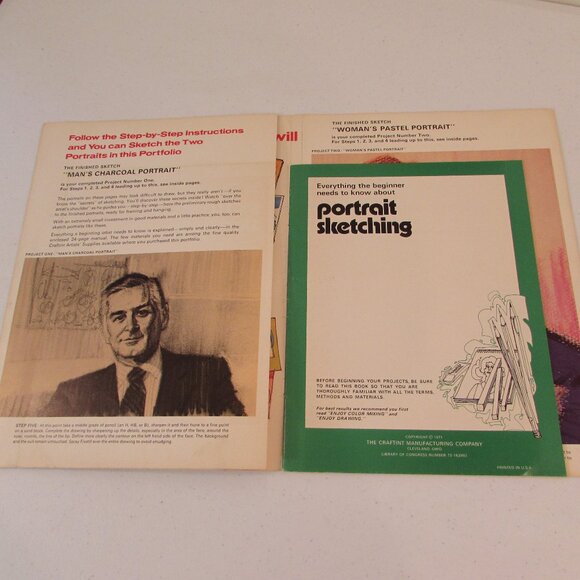 Vintage 1971 Craftint Portrait Sketching Instruction Booklet - Picture 5 of 16